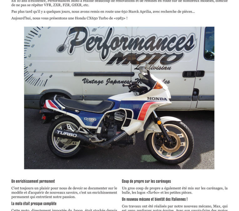 Une Honda CX 650 Turbo chez Performances Moto !